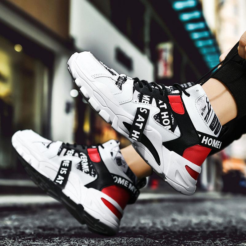 Streetwear Brand With White Flowers - Sneakers Pria Chunky Atasan Tinggi Ukuran