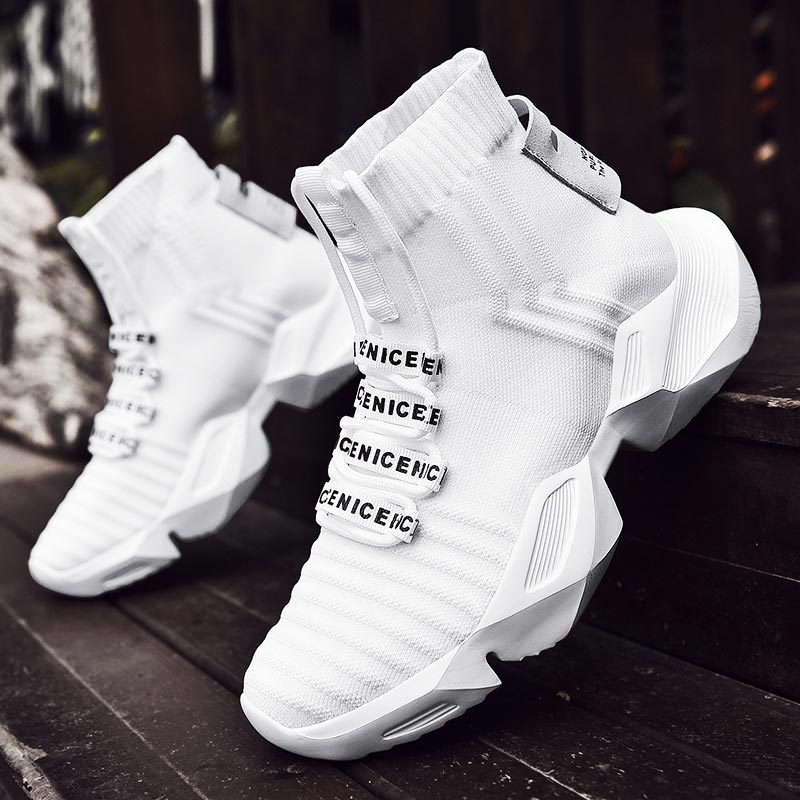 Streetwear Brand With White Flowers - Kaus Kaki Olahraga Besar Atasan Tinggi