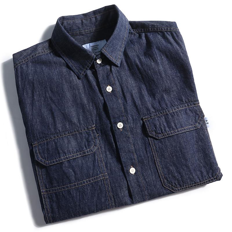 Kemeja Denim Pria Longgar Gaya - Streetwear Brand Japanese ulasan dan harga