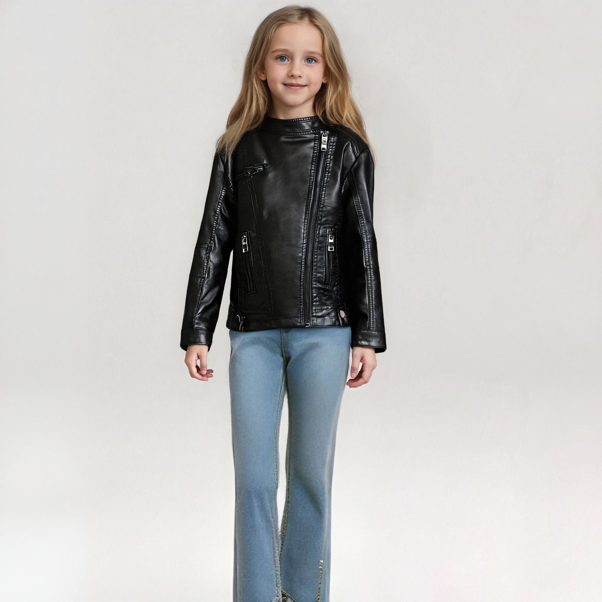 Jaket Kulit PU Hitam Model Mot - Streetwear Brand Photography ulasan dan harga